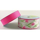 Designer Coordinates Spring Pink Tulips Ribbon Pack, 60 Yards, Pink