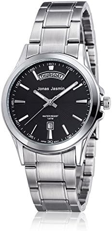 Affute Mens Casual Sport Wrist Watch Silver Stainless Steel Quartz Analog Calendar