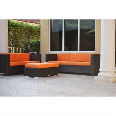 Monaco Sofa Seating Group with Ottoman Fabric: Dimone Flame