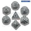 Q-Workshop Polyhedral 7-Die Set: Carved Nuke Dice Set (Gray and Black)