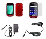 Samsung Admire (Metro PCS) Premium Combo Pack - Red Rubberized Shield Hard  ....
