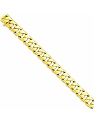 Genuine 14K Yellow Gold 13mm Hand-polished Rounded Curb Chain 8 Inches 100% Satisfaction Guaranteed.