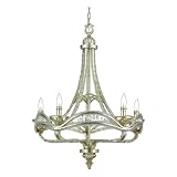 Quoizel LJ5005MV Lady Jayne 32-1/2-Inch One Tier Chandelier with 5 Uplights , Matte Silver Leaf Finish