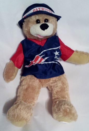 NFL Football New England Patriots 18" Plush Team Teddy Bear Wearing Logo Shirt and Bucket Hat