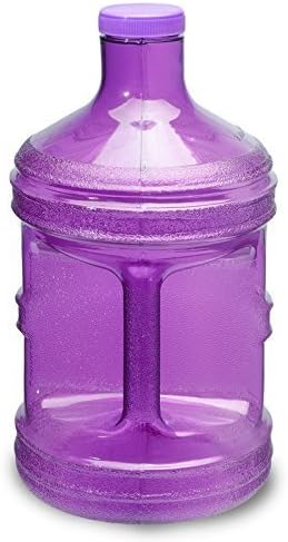 1 Gallon BPA FREE Reusable Plastic Drinking Water Big Mouth Bottle Jug Container with Holder Drinking Canteen (Purple)
