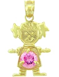 Baby Girl CZ Pink June Birthstone 10K Yellow Gold Charm