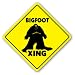 BIGFOOT CROSSING Sign xing sasquatch big foot print