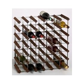 Fully Assembled 42 Bottle Wine Rack - Dark Stained Oak