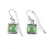 Barse Sterling Silver Square Lime Turquoise Earrings