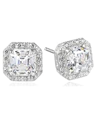 Myia Passiello "Timeless" Swarovski Zirconia Asscher Cut Halo Earrings