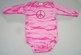 Diaper Dude Baby Camouflage Pink Peace Sign Long Sleeve Onsie One Piece-3-6 Months