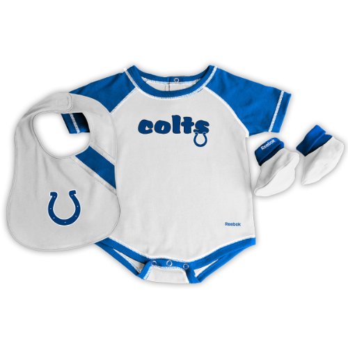 Reebok Indianapolis Colts Newborn Creeper, Bib and Bootie Set 0-3 Months