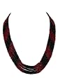 Womens Fashion Jewelry Red Black Beaded Crystal 5 Layer Strand Necklace