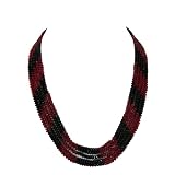 Womens Fashion Jewelry Red Black Beaded Crystal 5 Layer Strand Necklace