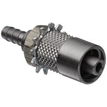 Male Luer Lock to Bulkhead Adapt 1/4-32 Stainless Steel 303 Tube ID 1/8" .145" Barb OD