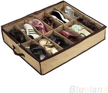 Jielry 12Pair Shoes Storage Organizer Holder Shoe Organiser Bag Box Under Bed Closet , house pouch
