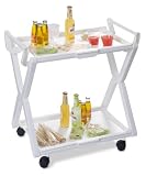 Serving Cart, Tea Trolley, Foldable, Dual Handle, Indoor or Outdoor, with Wheels, Italian, White