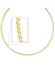 14K Yellow Gold 2.5mm Sparkle Omega Necklace with Lobster Claw Clasp - 17" Inches