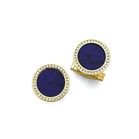 Solid 14k Gold and Diamond Lapis Cufflinks by 