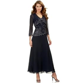 J Kara Dress & Bolero, Sheer Sleeve Asymmetrical Hem Sequined