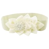 Allegra K Women 6cm Width Beige Textured Band Elastic Cinch Waist Belt
