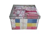 Noa Lily Gift Basket with Footie, Blanket, Hat, and Towel, Large hearts, Medium