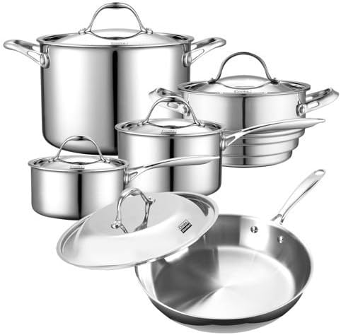 Standard Tri-ply Clad Stainless Steel 10-pc Cookware Set Restaurant
