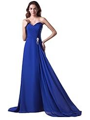 A-line Strapless Floor Length Chiffon Sweetheart Natural   Waistline Lace Beaded Flowy Bridesmaid Dress 