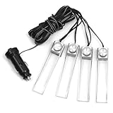 RHX 4 LED Car Cigarette Lighter Interior Decorative Floor Dash Light Lamp Blue 12V
