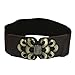 Lady Faux Leather Metal Interlock Buckle Elastic Waist Belt Cinch Coffee Color