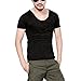 Zbrandy Men's Scoop Neck Solid T Shirts With Sexy Rolling Border