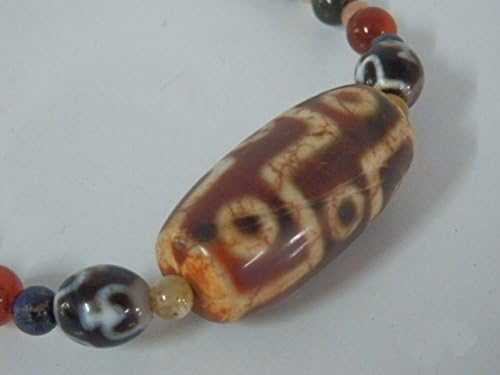 Chaimongkol Unique Tibetan Authentic Old Dzi Bead 9 Eyes 50mm. With Beads Necklace 12"