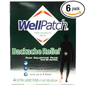 WellPatch Pain Backache Relieving Pads, Extra Large, 4-Count Boxes (Pack of 6)