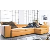 Ever G 2 Piece Leather Sectional Left Arm Facing Sofa Set in Orange