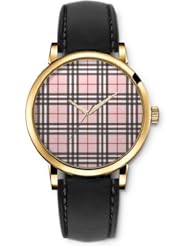 SPRAWL Aanalog Fashion Series Gold Ladies Watches of Genuine Black Leather Strap,Unique Wrist Watch for Women Girls Designed with Pink and brown grille