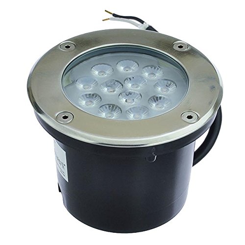 LEDwholesalers Low Voltage In-Ground LED Well Light with Brushed Stainless Steel Trim 12V AC/DC, 14W, 3733WW