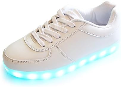 Unisex Women Men USB Charging Flashing Glow Sparkle Hoverkick LED Light up Shoes Sneakers(White)35