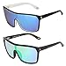 LianSan Fashion Oversized Mirrored Lenses Sports Sunglasses for Men Women Outdoor Driving Cycling Sunglasses Glasses 1012 (2 pairs(black frame colorful lenses+black))
