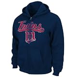 MLB Minnesota Twins Adult Long Sleeve Fullzip Hooded Fleece (Athletic Navy, Xx-Large)