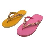 Journee Collection Bamboo Series Flip Flop with Shells