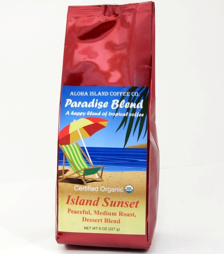 Aloha Island Coffee Company Island Sunset Medium Roast, Organic Ground Coffee, 8-Ounce Bags (Pack of 2)