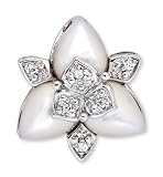 White Mother-Of-Pearl C.Z. Diamond Leaf-Themed Pendant