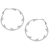 Sterling Silver Open Wave Clutchless Hoop Earrings