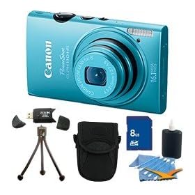 Canon PowerShot ELPH 110 HS 16.1 MP CMOS Digital Camera with 5x Optical Image Stabilized Zoom 24mm Wide-Angle Lens and 1080p Full HD Video Recording Blue Premiere Bundle With 8 GB Secure Digital High Capacity (SDHC) Memory Card, Digpro Compact Camera Case