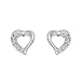 .925 Sterling Silver Rhodium Plated Heart CZ Stud Earrings with Screw-back for Children