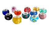 Pandora Style Twelve (12) Piece Charm Bead Set (Z188) Murano Style, Lampwork Style and Faceted Glass - Fits Pandora, Troll, Biagi and Charmilia - Exact Assortment