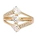 FOLLOWMOON 18K Gold Plated Use Cubic Zirconia Crystal Engagement Wedding Ring