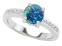 1.60 cttw 925 Sterling Silver 14K White Gold Plated Lab Created Round Blue Opal Engagement Ring - Gold Plated Silver