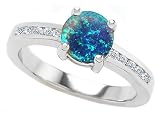 Search : 1.60 cttw 925 Sterling Silver 14K White Gold Plated Lab Created Round Blue Opal Engagement Ring - Gold Plated Silver