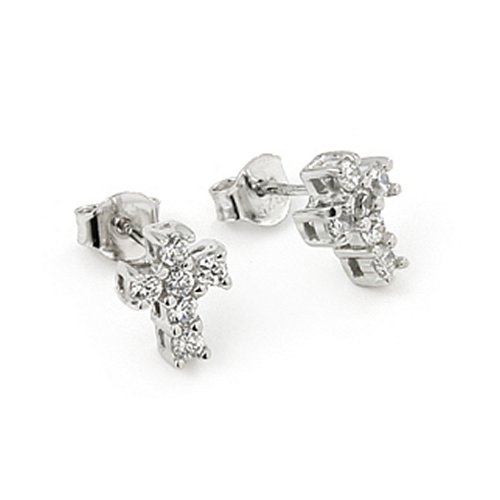 Small Cz Cross Stud Earrings